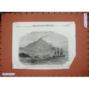    1871 Ship Caledonia Steamers Psyche Rock Sicily Sea