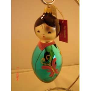  Pier 1 Japanese Girl Handmade Glass Christmas Ornament new 