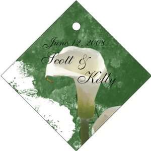  Favors Calla Lily Theme Diamond Shaped Personalized Thank You Tags 