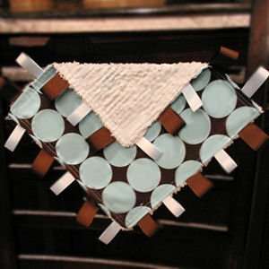  Blue and Chocolate Brown Mini Taggie Blanket Baby