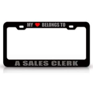   SALES CLERK Occupation Metal Auto License Plate Frame Tag Holder