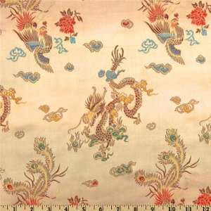  44 Wide Chinese Brocade Dragon Gold Fabric By The Yard 