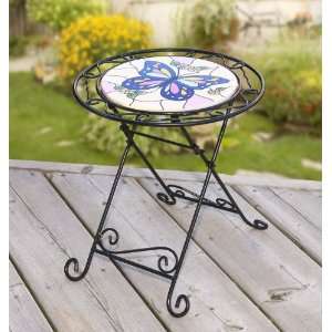 INDOOR/OUTDOOR BUTTERFLY DESIGN CLOISONNE WIRE SCROLL TABLES   SET OF 