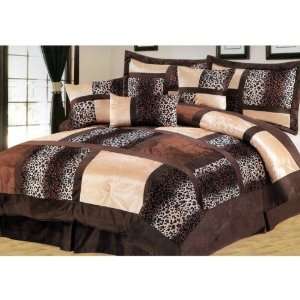   Brown/Beige Patchwork King Comforter Bed In A Bag Bedding and Window