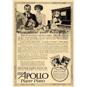 1911 Ad Melville Clark Apollo Player Piano Family Time Instrument Kids 