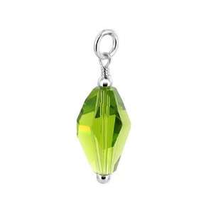 Sterling Silver Polygon Shaped Peridot Crystal 9mm x 17mm Pendant Made 