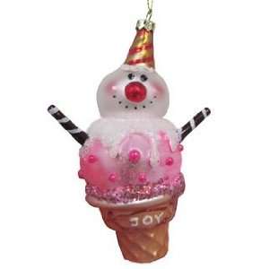  Personalized Ice Cream Cone   Snowman Christmas Ornament 
