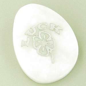  Word Stone Good Luck Talisman Lucky Clover In White Jade 