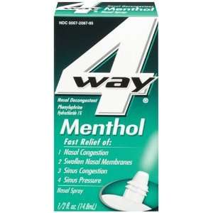  4 Way Nasal Decongestant Spray, Menthol .5 fl oz (14.8 ml 
