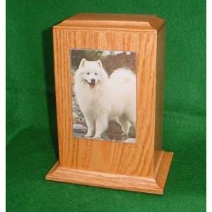  Red Oak Wood Pet Dog/Cat Photo Cremation Urn Large