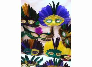 LOT of 8 MARDI GRAS Feather MASK PARTY FAVOR Costume Ball Masquerade 