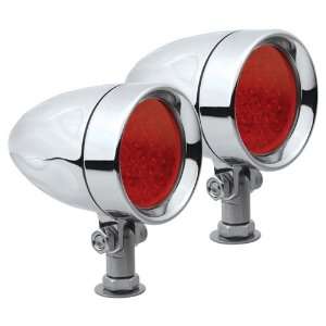   Flamed Chrome Target LED Motorcycle Bullet Light   Pair Automotive