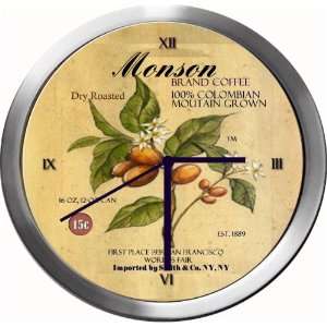  MONSON 14 Inch Coffee Metal Clock Quartz Movement Kitchen 