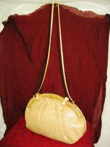 NEW Judith Leiber British Tan Lizard Skin Clutch/Shoulder Bag, Rare 