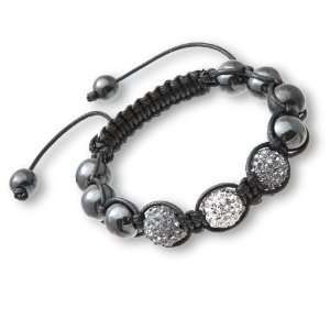    Idolise Bracelet Clear Grey Sparkly & Magnetite Beads Jewelry