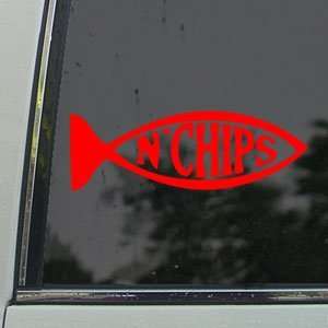  Fish N Chips Evolution Red Decal Truck Window Red Sticker 
