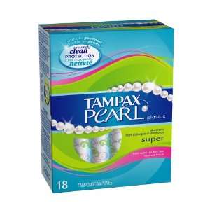 Tampax Pearl Plastic, Super Absorbency, Fresh Scent Tampons, 18 Count