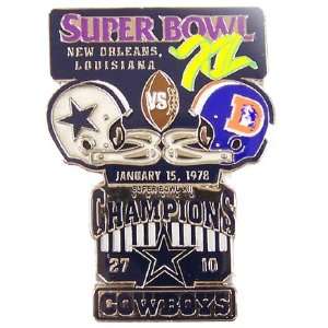  Super Bowl XII Oversized Commemorative Pin Sports 