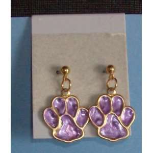 Hand Painted Large Paw Print Earrings with Surgical Steel Post Nickle 