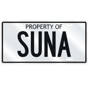  NEW  PROPERTY OF SUNA  LICENSE PLATE SIGN NAME