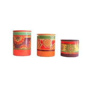  Euro Ceramica Caftan Assorted Patterns Canisters, Set of 3 