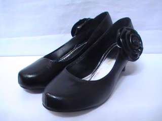 Girls Black Dress Shoes Pumps (Carrie 36) Yth Sz 1  