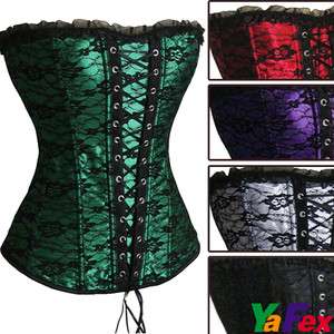 Strapless T shirts Lace overlay Corset Bustier, GOOD  