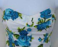 Betsey Johnson 4 vintage inspired strapless floral dress white  