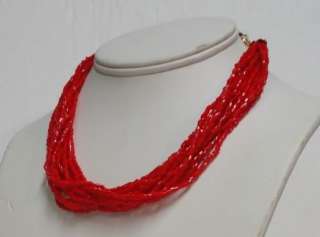 MULTIPLE STRANDED RED BOHEMIAN GLASS NECKLACE #09  