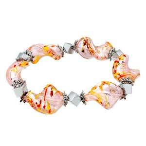  Pink Helix Murano Glass Bracelet Pugster Jewelry