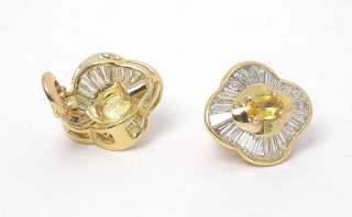BVLGARI 18k GOLD 4ct DIAMONDS YELLOW SAPPHIRES EARRINGS  