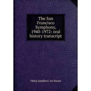   1940 1972 oral history transcript Philip Sandford. ive Boone Books