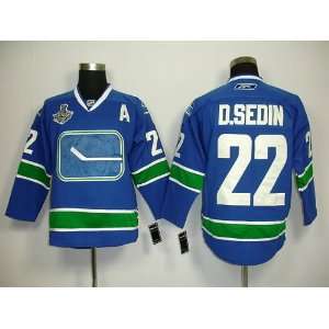  D.sedin #22 NHL Vancouver Canucks Blue Hockey Jersey Sz50 