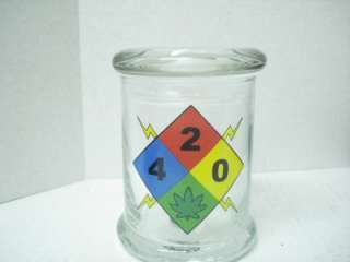 Cali jar large 4 x 3 with 420 hazard sign stash jar glass top jar 