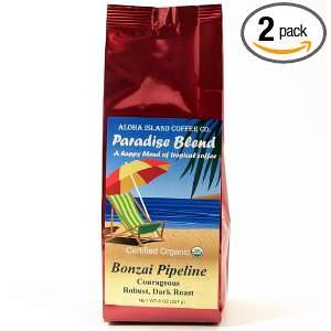 Aloha Island Coffee Company Bonzai Pipeline Dark Roast, Organic Whole 