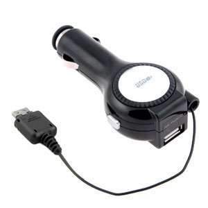   USB Retractable Plug in Dual Car Charger for Casio GzOne Boulder C711