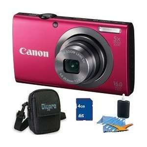   Canon PowerShot A2300 16MP Red Digital Camera 4GB Kit