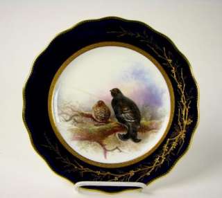  England cobalt blue Porcelain Hand Painted Game Plate w/ Staples