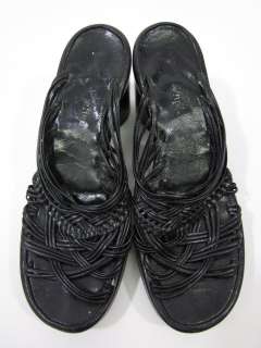 STEPHANE KELIAN Black Leather Slides Wedges Sz 4.5  