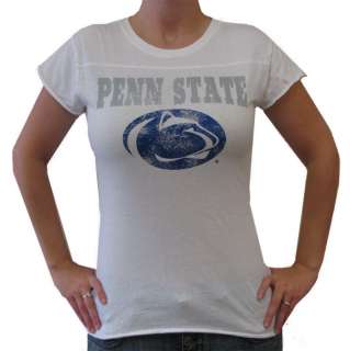 Penn State Womens Overdyed Chest Seam White T Shirt by Step Ahead