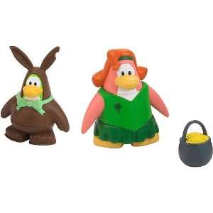   Club Penguin Figure Pack Bunny Costume & Shamrock Dress (Includes Coin
