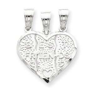   Sterling Silver Best Friend 3 piece break apart Heart Charm Jewelry