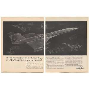  1963 Douglas Supersonic Jet Concept Sketch 2 Page Print Ad 