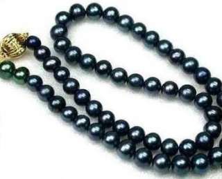 Amazing7 8mm Black Akoya Cultured Pearl Necklace 18  