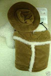 NEW Suede Shearling Dog Coat (Camel) Size X Small 6 9  