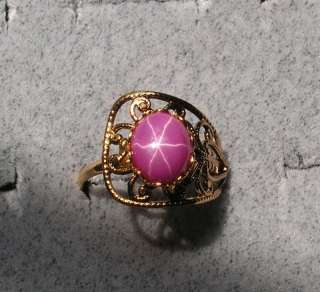10X8MM LINDE LINDY PINK STAR RUBY CREATED SAPPHIRE RING  