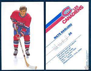 1980s Montreal Canadiens Postcard Mats Naslund  