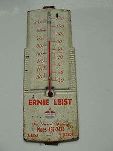 Ernie Leist Standard metal wall hanging thermometer, Algoma, Wisconsin 