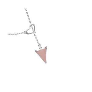  Small Pink Pennant   Silver Plated Heart Lariat Charm 