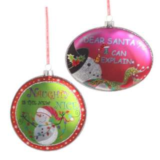 NEW RAZ Frostyland Snowman & Santa Christmas Ornament  